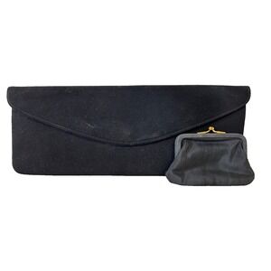 Vintage 1940s-50s Ronay Envelope Clutch Coin Purse Alpha Zipper Made USA Black